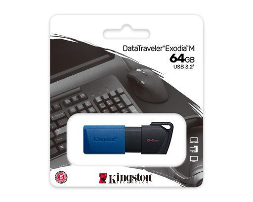 Накопитель Kingston 64GB DataTraveler Exodia M Black/Bluel USB 3.2 (DTXM/64GB) 49387 фото