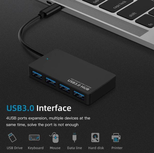 Хаб USB 3.0 4-х портовий 5Gbps ультратонкий блістер 48216 фото