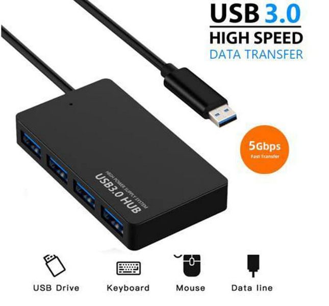 Хаб USB 3.0 4-х портовий 5Gbps ультратонкий блістер 48216 фото