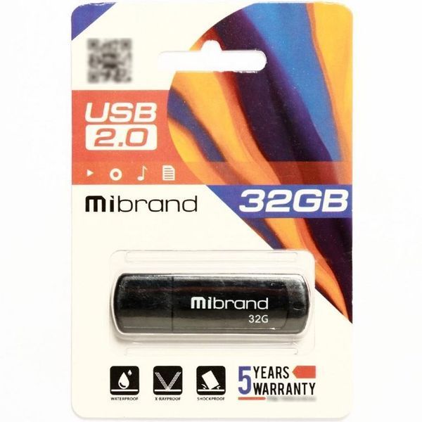 Накопитель Mibrand Grizzly 32Gb Black USB 2.0 (MI2.0/GR32P3B) 50404 фото