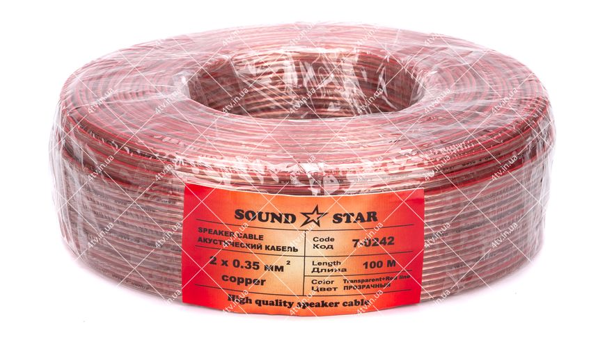 Кабель акустичний Sound Star 2x0.35 CU прозорий 100 метрів 44350 фото