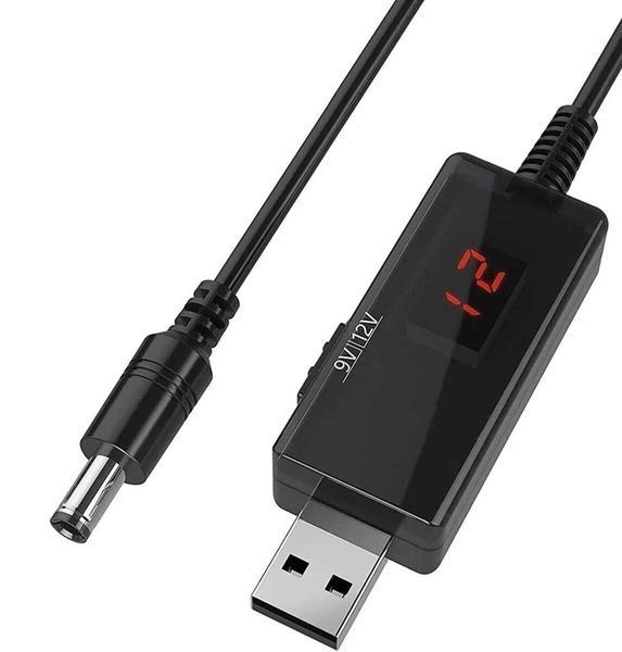 Кабель USB to DC USBDC59512 AM/DC перетворювач 5V - 9V/12V 1м з LED дисплеєм 00-00078324 фото