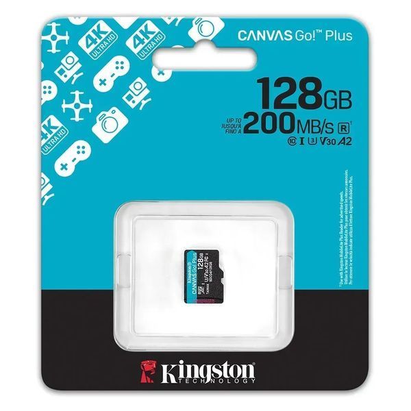 Kingston Canvas Go Plus 128Gb class 10 A2 V30 SDCG4/128GBSP microSDXC Карта памяти 00-00079032 фото