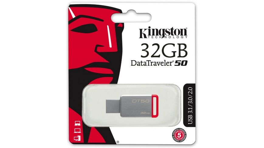 Накопичувач Kingston 32GB DT50 USB 3.1 (DT50/32GB) 43754 фото