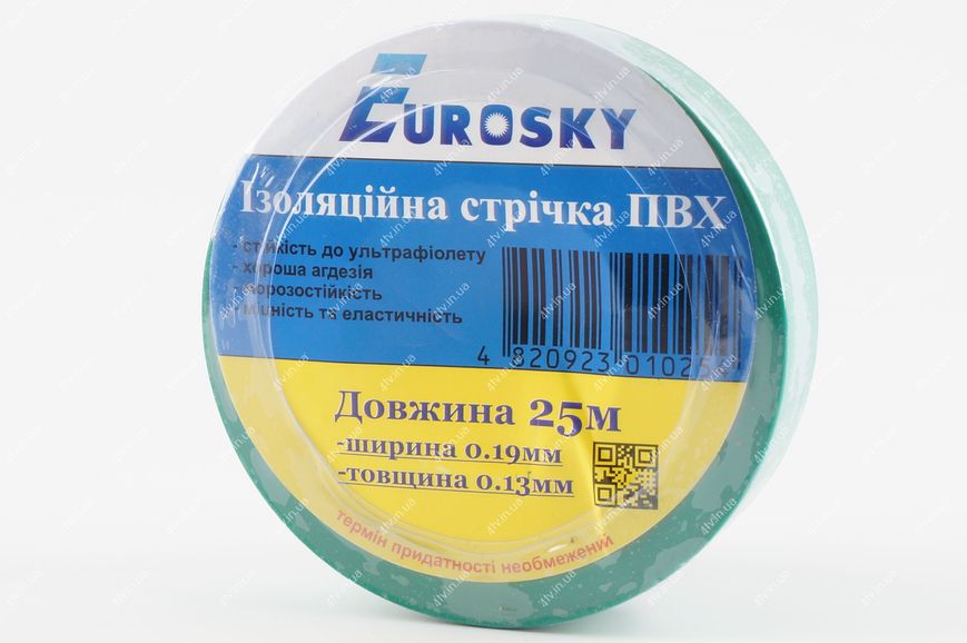 Стрічка ізоляційна Eurosky 25 метрів зелена 27548 фото