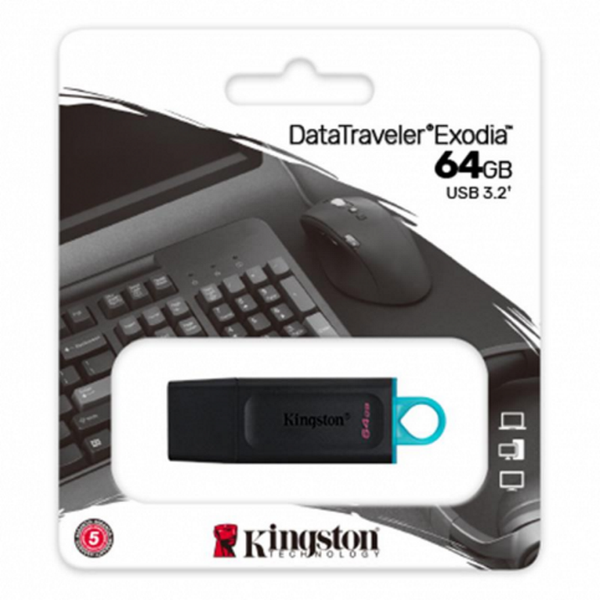 Накопичувач Kingston 64GB DataTraveler Exodia Black/Teal USB 3.2 (DTX/64GB) 48087 фото