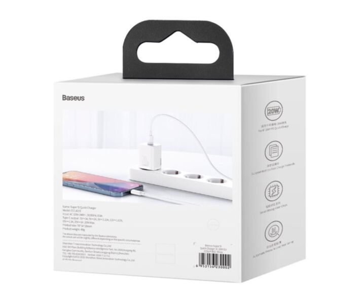 Адаптер мережевий Baseus Super Si Quick Charger 1C 20W EU White 51191 фото