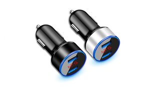 АЗУ 5V 3.1A Metal Dual USB Car Charger LED Display 42668 фото