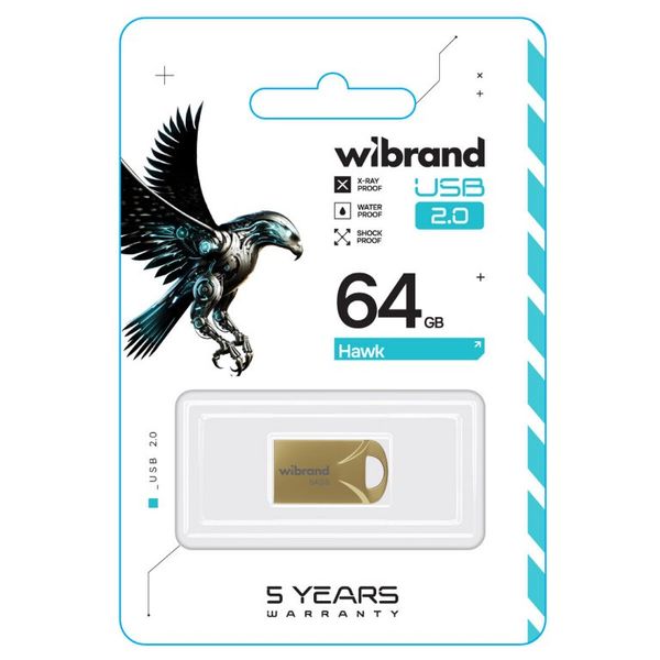 Накопичувач Wibrand Hawk 64Gb Gold USB 2.0 (WI2.0/HA64M1G) 51067 фото