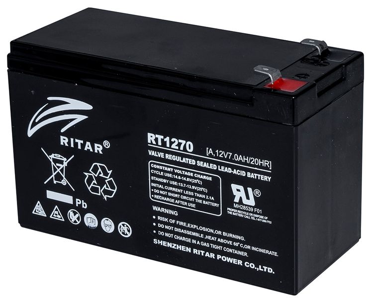 Батарея акумуляторна Ritar AGM RT1270B 12V 7.0 Ah чорна 40256 фото