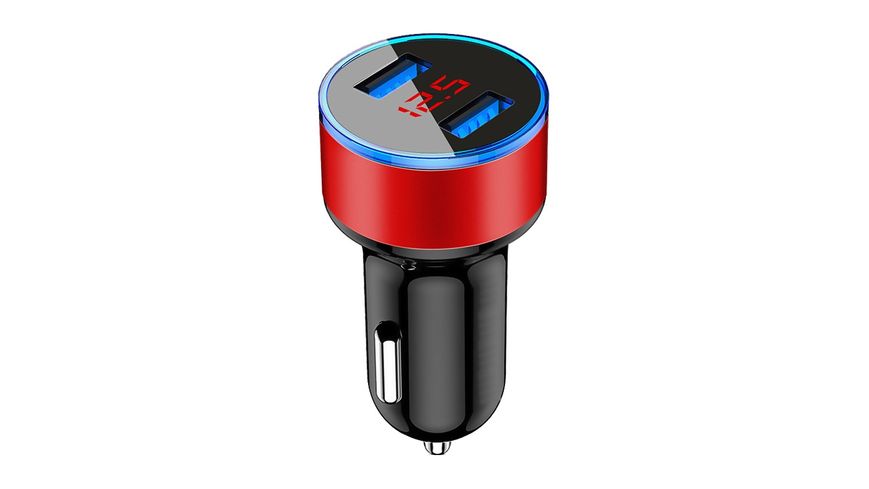 АЗУ 5V 3.1A Metal Dual USB Car Charger LED Display 42668 фото