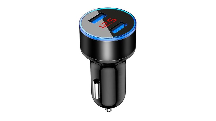 АЗУ 5V 3.1A Metal Dual USB Car Charger LED Display 42668 фото