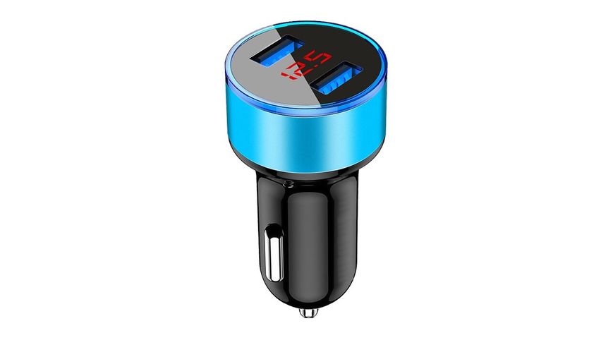 АЗУ 5V 3.1A Metal Dual USB Car Charger LED Display 42668 фото