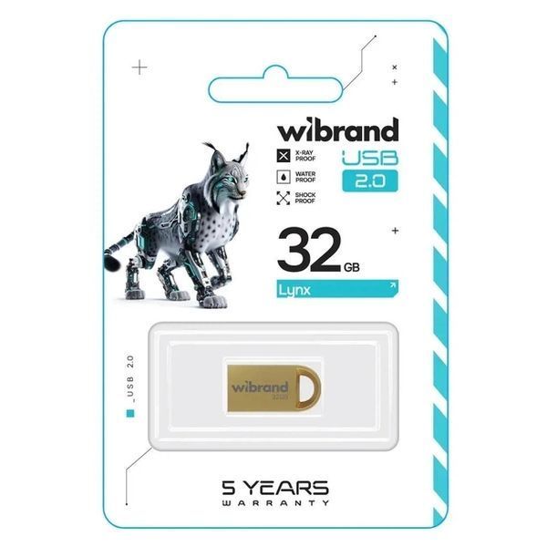 Накопитель Wibrand Lynx 32Gb Gold USB 2.0 (WI2.0/LY32M2G) 00-00079316 фото