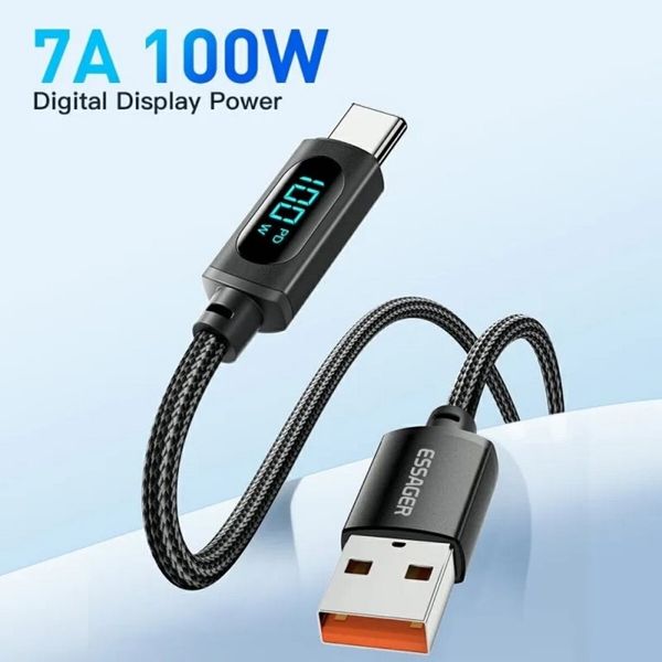 Кабель USB 2.0 TYPE-C Essager Enjoy LED Digital Display black (EXCT-XY01-P) 1 метр 51138 фото