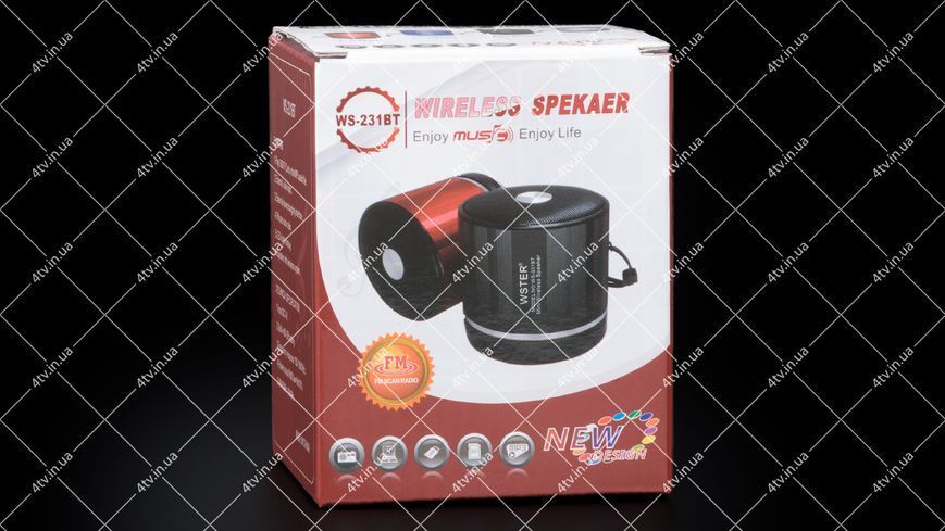 Колонка портативная WSTER WS-231BT Bluetooth черная 42038 фото