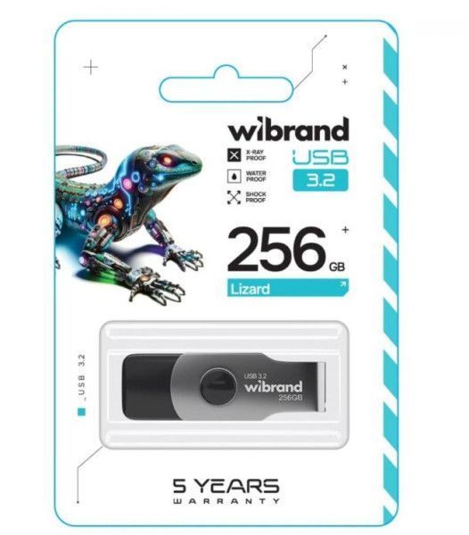 Флэш-накопитель Wibrand USB 3.2 Gen1 Lizard 256GB Black 00-00078431 фото