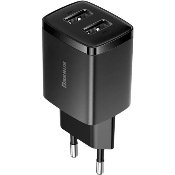 Адаптер мережевий Baseus Compact Charger 2U 10.5W Black 2 порти 50650 фото