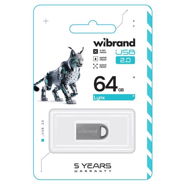 Накопичувач Wibrand Lynx 64Gb Silver USB 2.0 (WI2.0/LY64M2S) 50870 фото