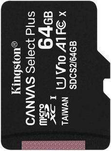 Карта памяти microSDXC Kingston 64GB Canvas Select Plus UHS-I U1 V10 A1 (SDCS2/64GB) 46475 фото