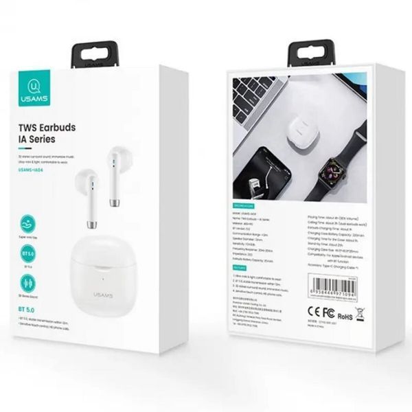 Наушники беcпроводные USAMS IA04 TWS Earbuds IA Series White 49755 фото