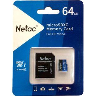 Карта памяти microSDXC Netac P500 64GB class 10 + adapter 46516 фото