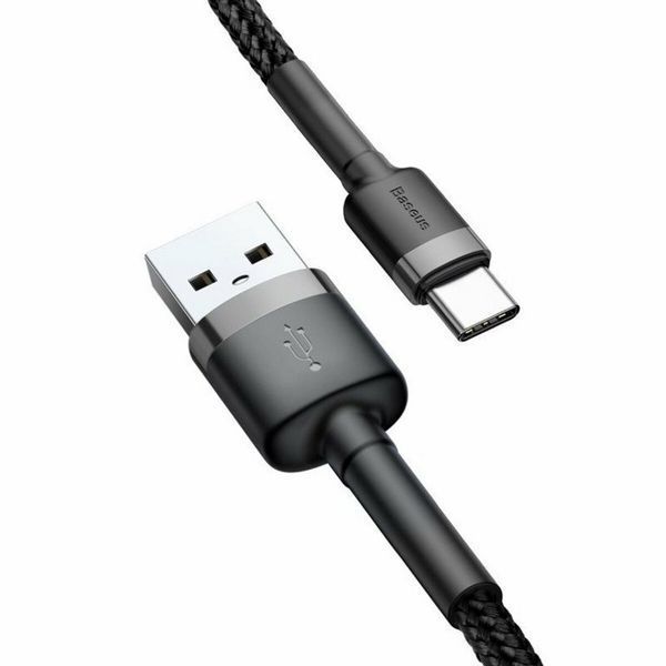 Кабель USB 2.0 TYPE-C Baseus Cafule Gray+Black 1 метр 49756 фото
