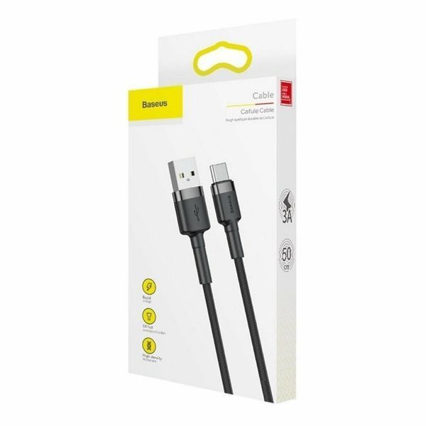 Кабель USB 2.0 TYPE-C Baseus Cafule Gray+Black 1 метр 49756 фото