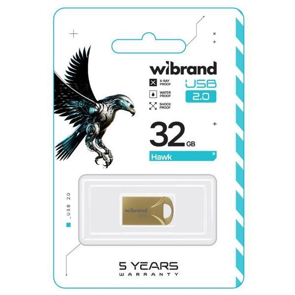USB 2.0 Wibrand Hawk 32Gb Gold 51531 фото